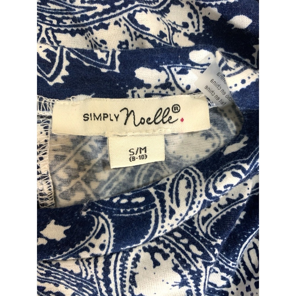Simply Noelle Swing Dress S/M 8-10 Blu Paisley Sleeveless Trapeze Jersey Knit - Picture 4 of 7